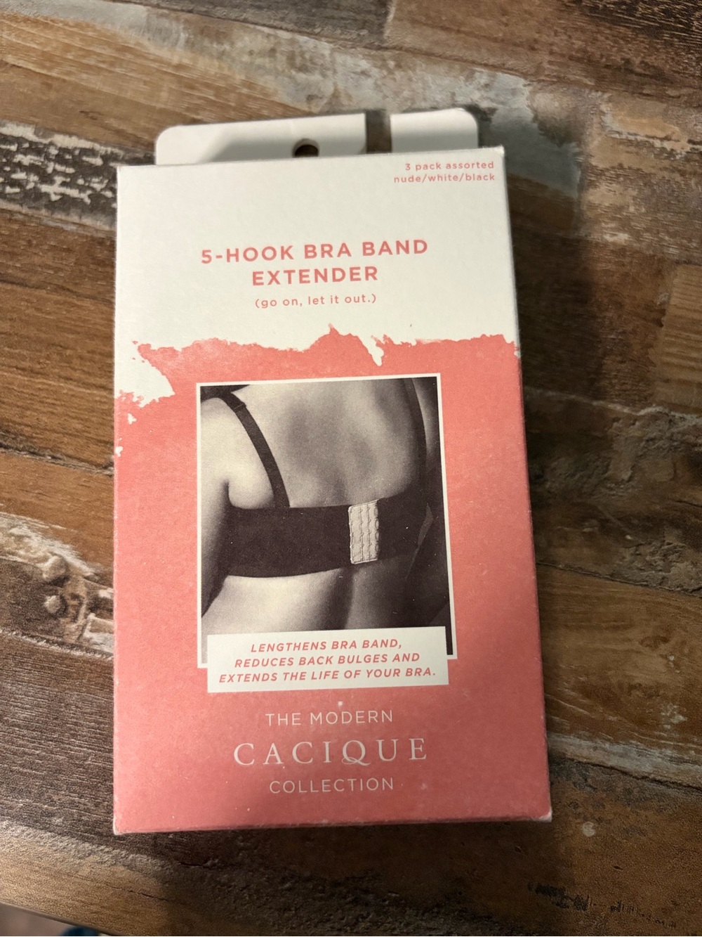 Cacique 5-Hook Bra Band Extender Pack - Nude/White/Black
